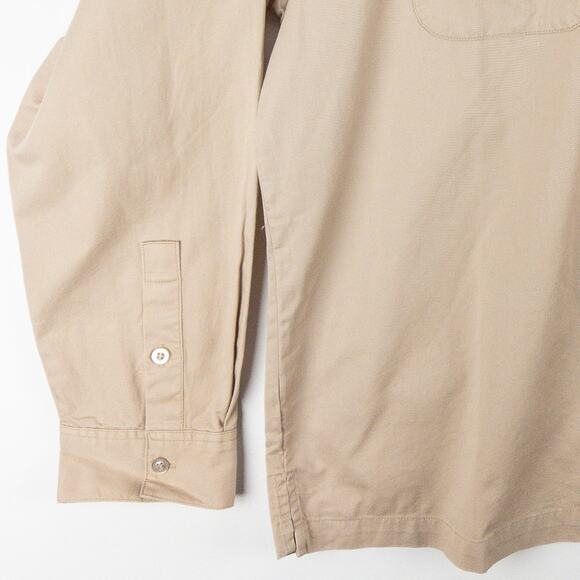 Forever 21 Woven Top Men's Large Camp Collar Long Sleeve Cotton Taupe - Picture 2 of 12